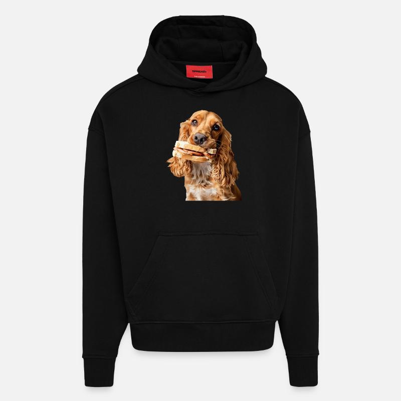 Cocker Spaniel - Sweat à capuche bio épais oversize fabriqué en UE - SOLID BLACK