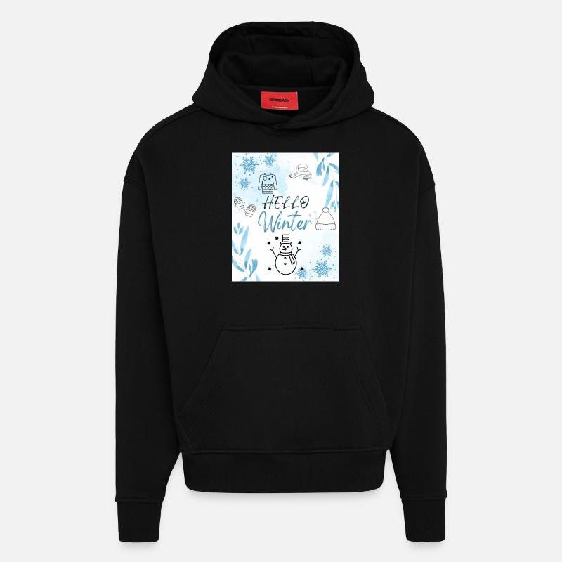 Bonjour l’hiver - Sweat à capuche bio épais oversize fabriqué en UE - SOLID BLACK