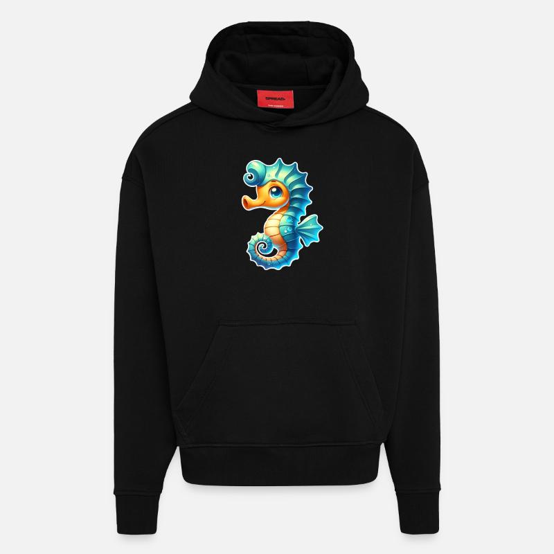 Seepferd Seepferdchen - Hoodie- made by SPREAD  - SOLID BLACK