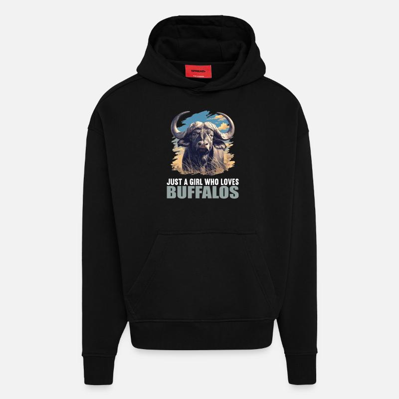 Buffles Buffalo Büffel - Sweat à capuche bio épais oversize fabriqué en UE - SOLID BLACK
