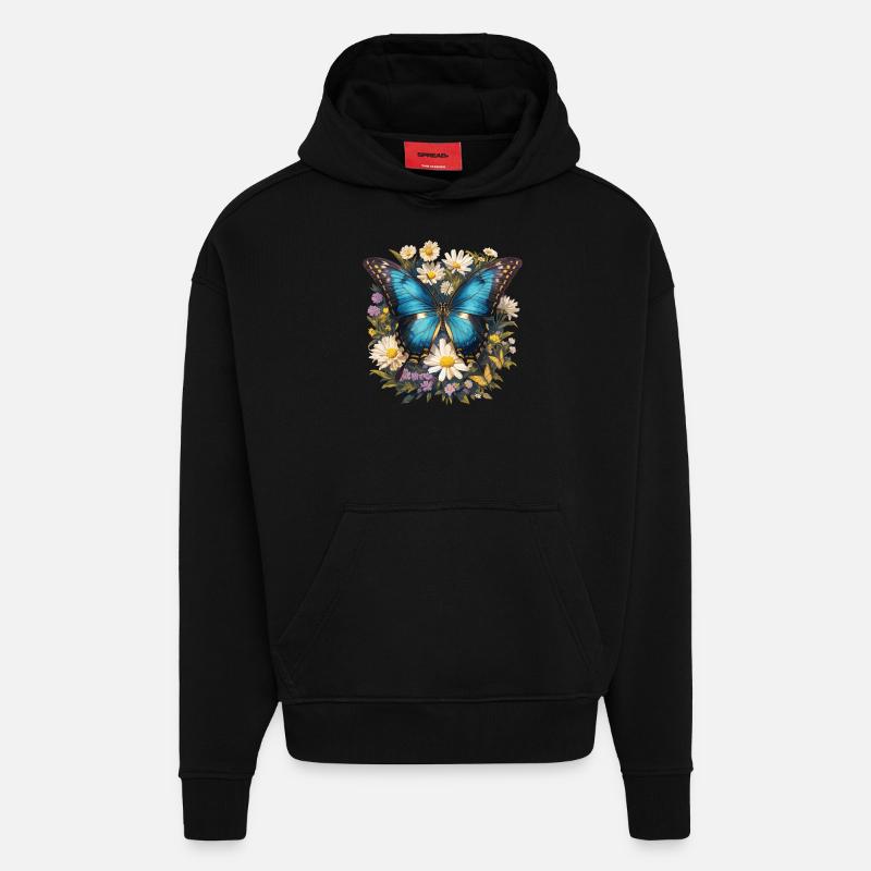 Butterfly Schmetterlinge Schmetterling - Hoodie- made by SPREAD  - SOLID BLACK