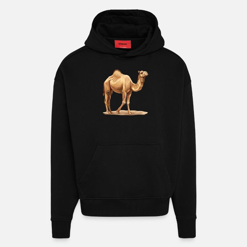 Chameau Kamele Kamel - Sweat à capuche bio épais oversize fabriqué en UE - SOLID BLACK