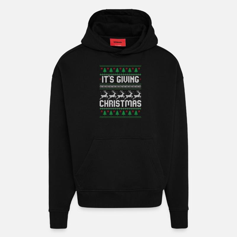 C’est donner Noël - Sweat à capuche bio épais oversize fabriqué en UE - SOLID BLACK
