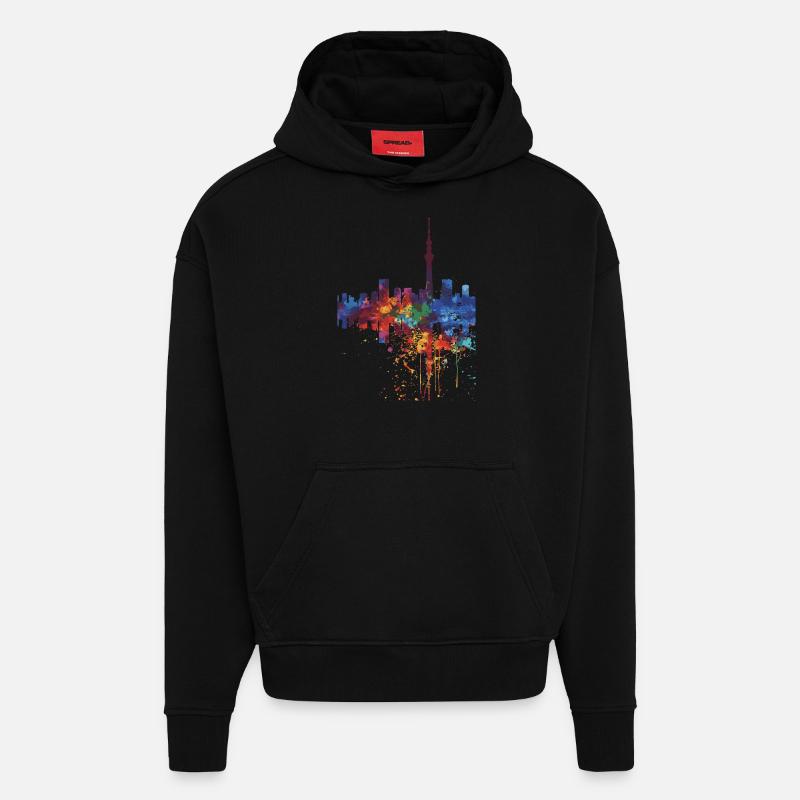 Kitakyushū - Sweat à capuche bio épais oversize fabriqué en UE - SOLID BLACK