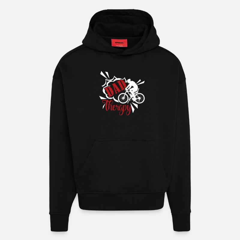 Bicycle Dad Therapy - Hoodie- made by SPREAD  - SOLID BLACK