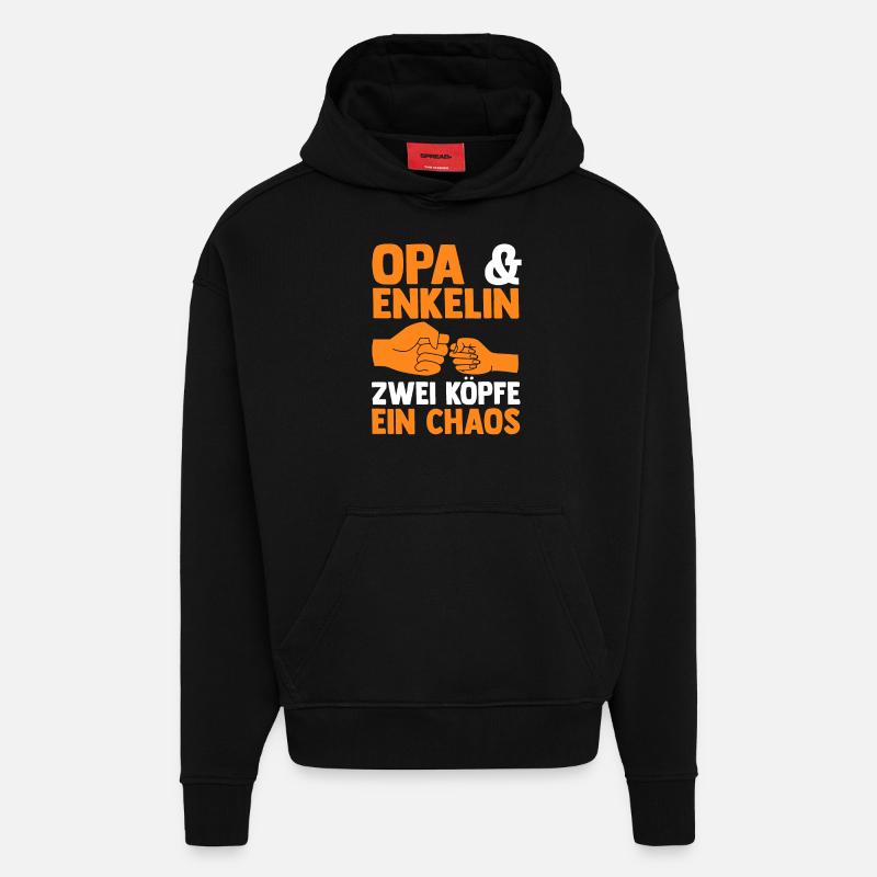 Papi et petit-fils - Sweat à capuche bio épais oversize fabriqué en UE - SOLID BLACK