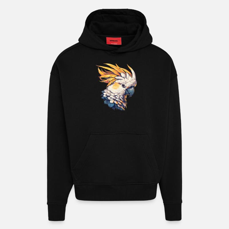 Cacatoès Cacatoès Cacatoès - Sweat à capuche bio épais oversize fabriqué en UE - SOLID BLACK