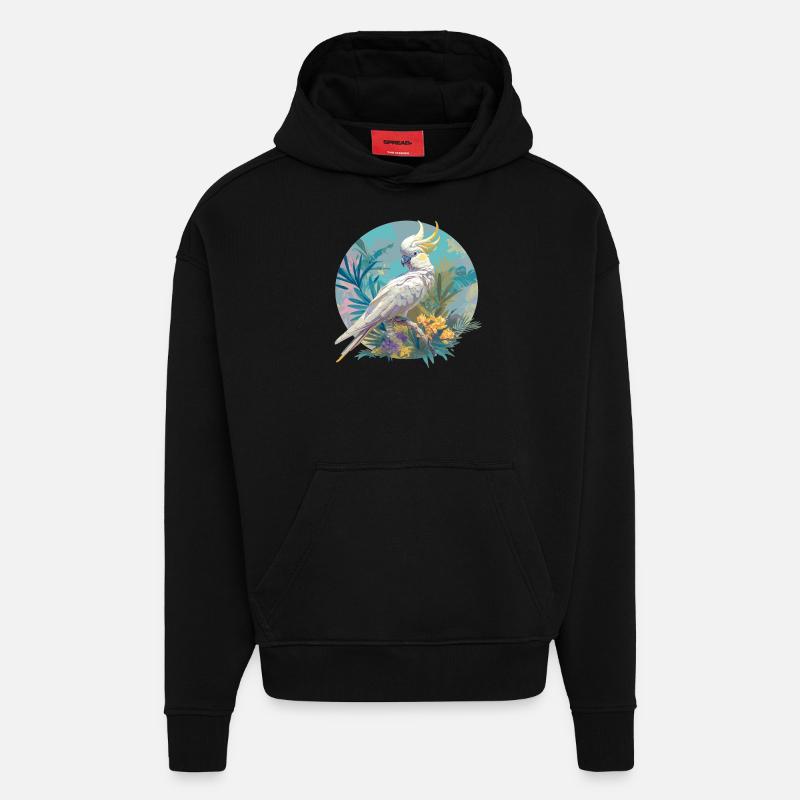 Cacatoès Cacatoès Cacatoès - Sweat à capuche bio épais oversize fabriqué en UE - SOLID BLACK