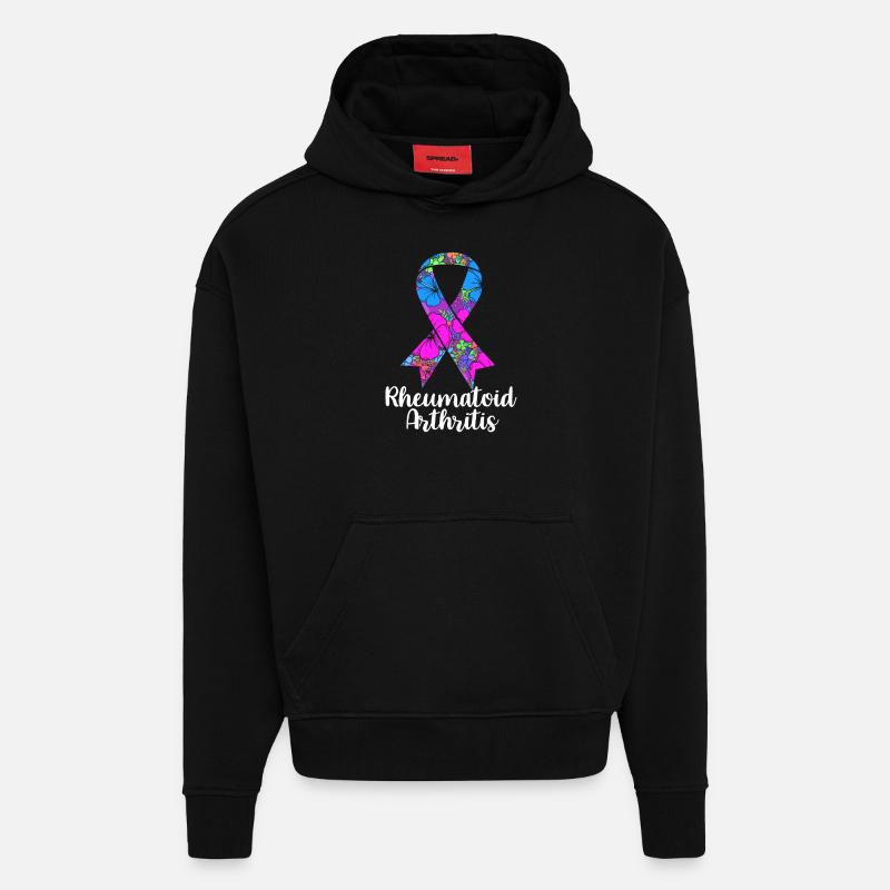 Rhumatismes Arthrite - Sweat à capuche bio épais oversize fabriqué en UE - SOLID BLACK