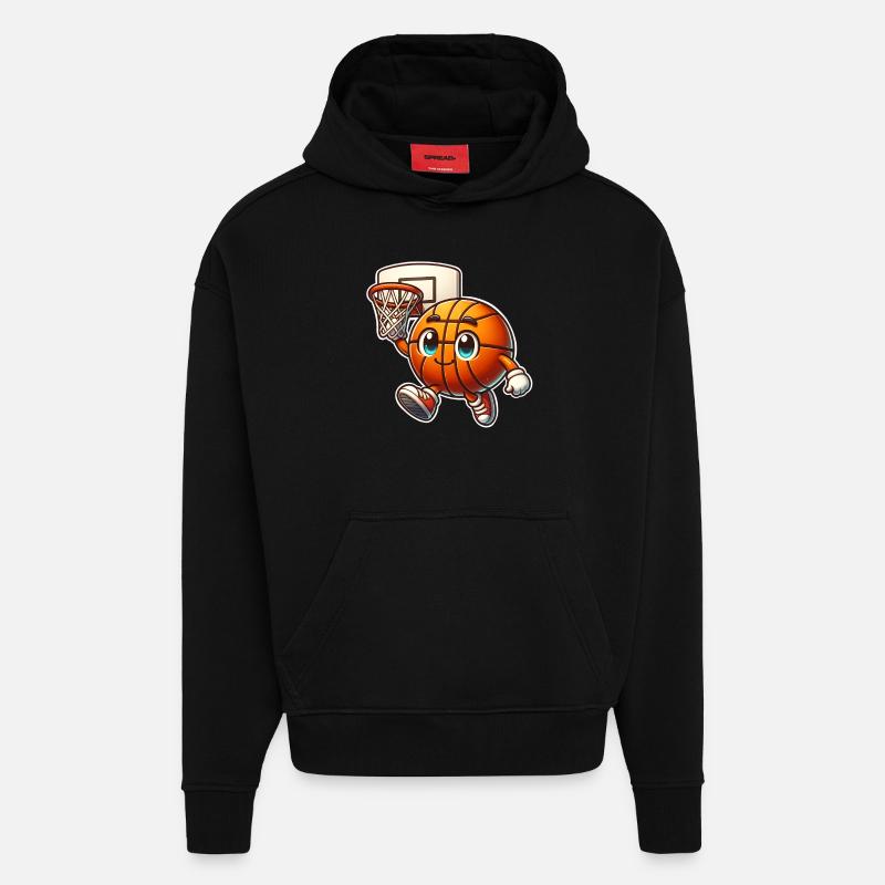 Basket-ball Joueurs de basket-ball - Sweat à capuche bio épais oversize fabriqué en UE - SOLID BLACK