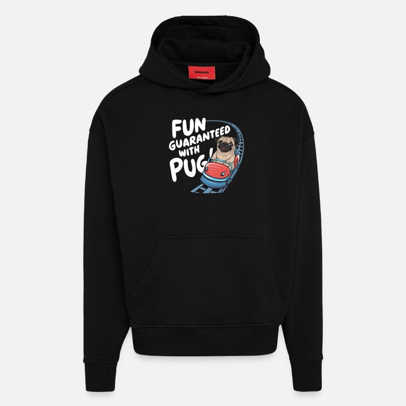 Mops Hundehalter Mops Liebe Achterbahn - Hoodie- made by SPREAD - SOLID BLACK