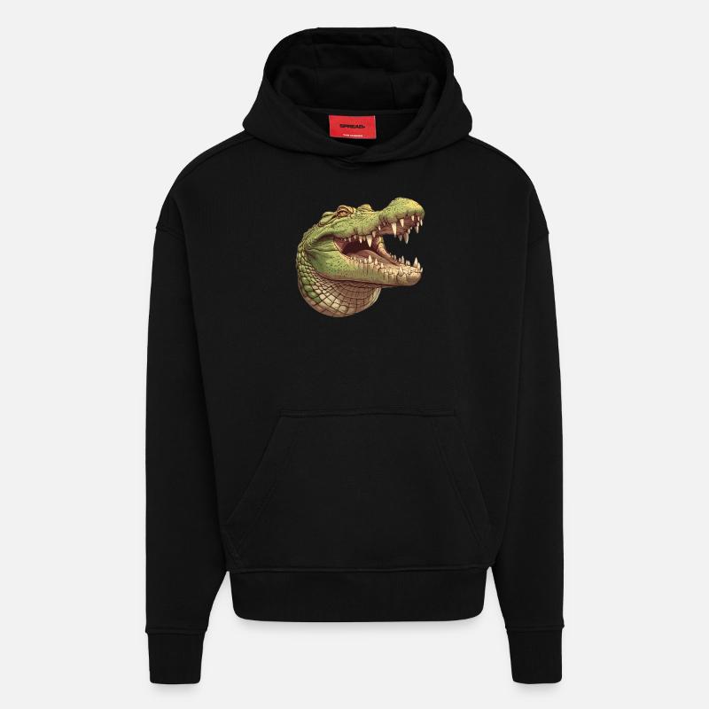 Crocodiles Crocodile - Hoodie- made by SPREAD  - SOLID BLACK