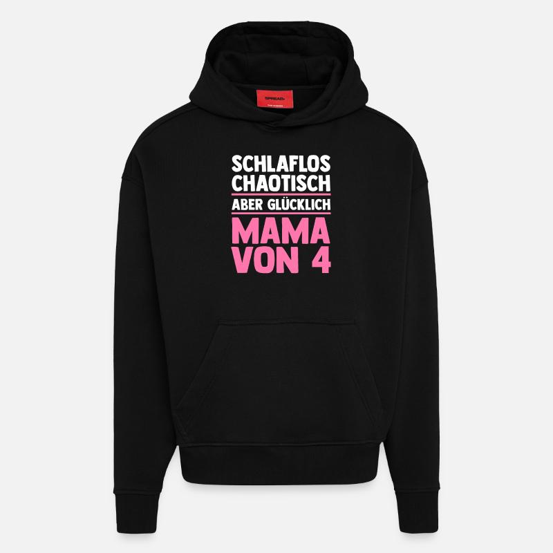 Maman de 4 enfants - Sweat à capuche bio épais oversize fabriqué en UE - SOLID BLACK