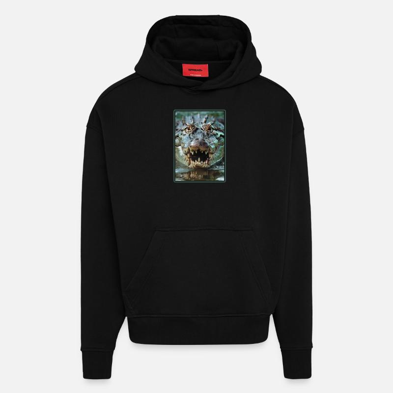 Crocodiles Crocodile - Sweat à capuche bio épais oversize fabriqué en UE - SOLID BLACK