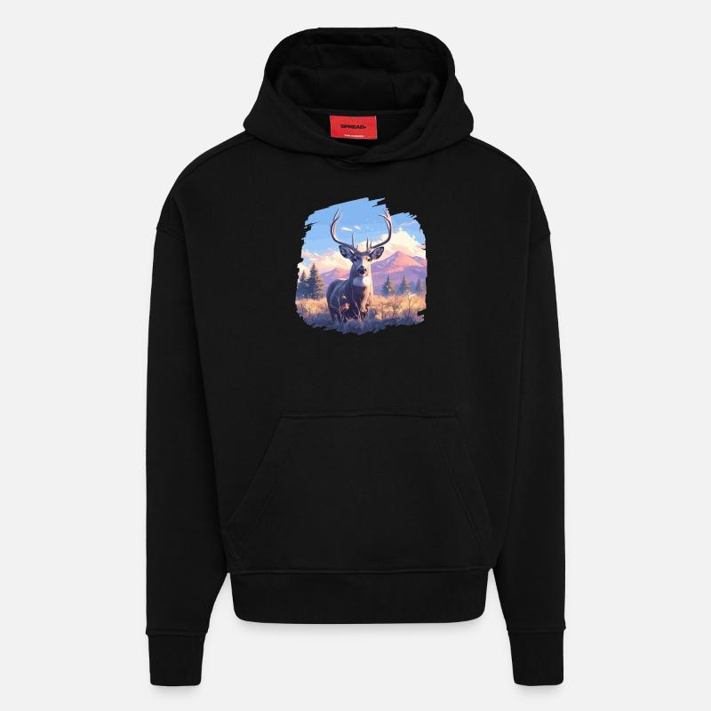 Deer Deer - Hoodie- made by SPREAD  - SOLID BLACK