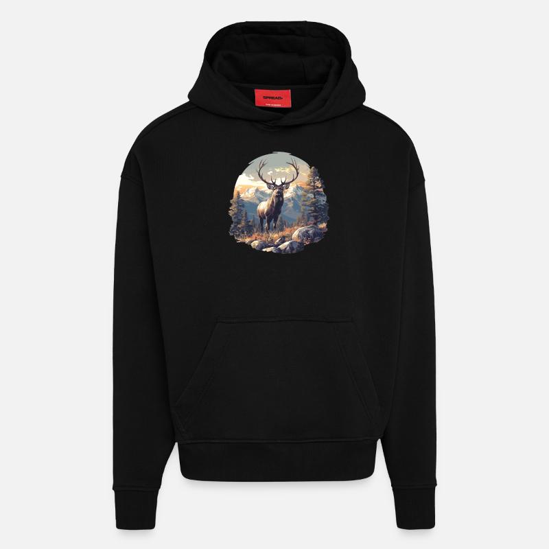Deer Deer - Hoodie- made by SPREAD - SOLID BLACK