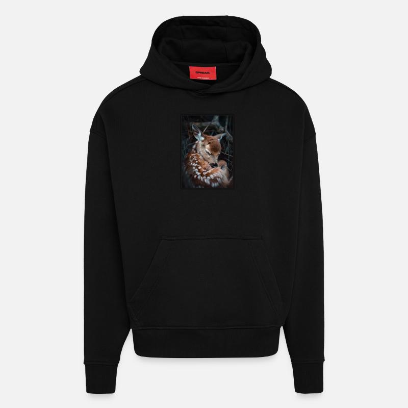 Deer Deer - Hoodie- made by SPREAD  - SOLID BLACK