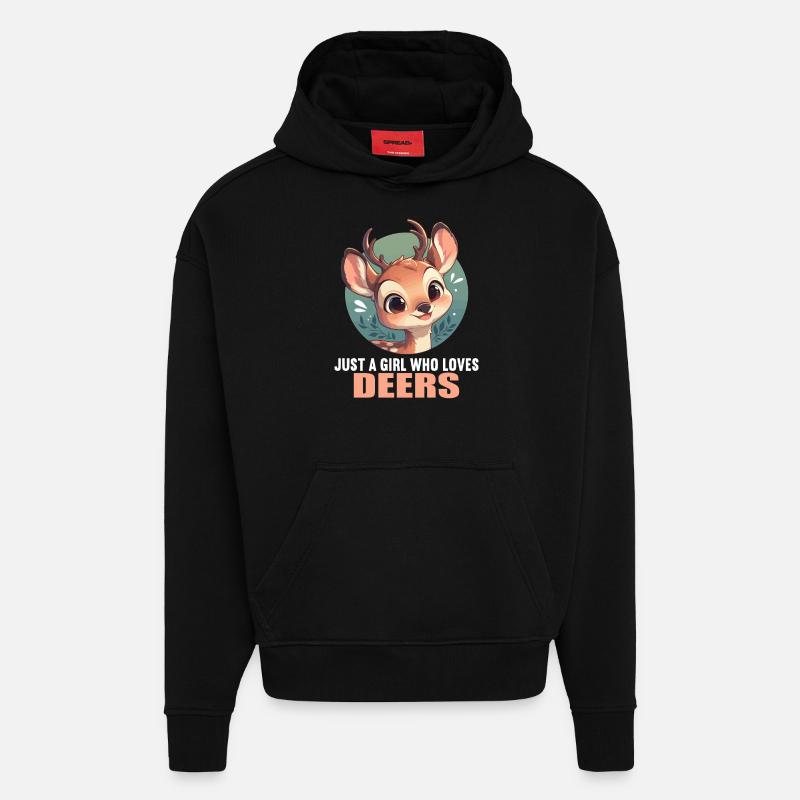 Hirsche Hirsch - Hoodie- made by SPREAD  - SOLID BLACK