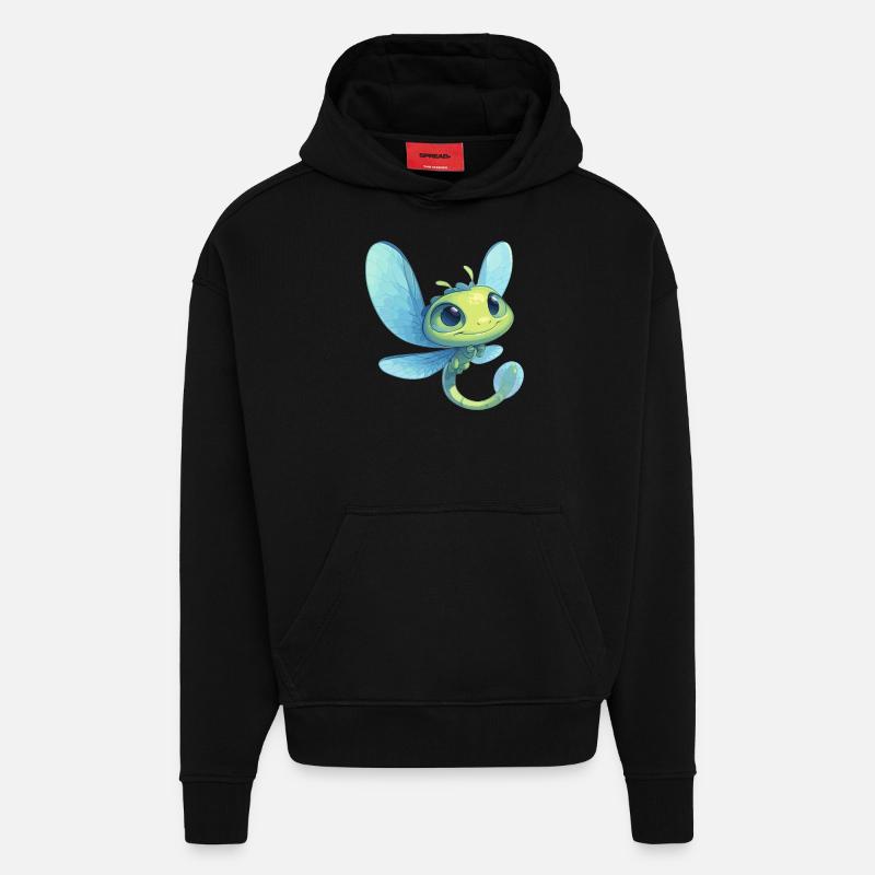 Libellules Libellule - Sweat à capuche bio épais oversize fabriqué en UE - SOLID BLACK