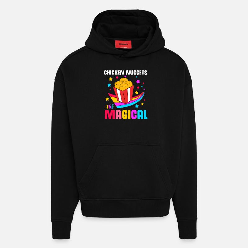 Nuggets de poulet - Sweat à capuche bio épais oversize fabriqué en UE - SOLID BLACK