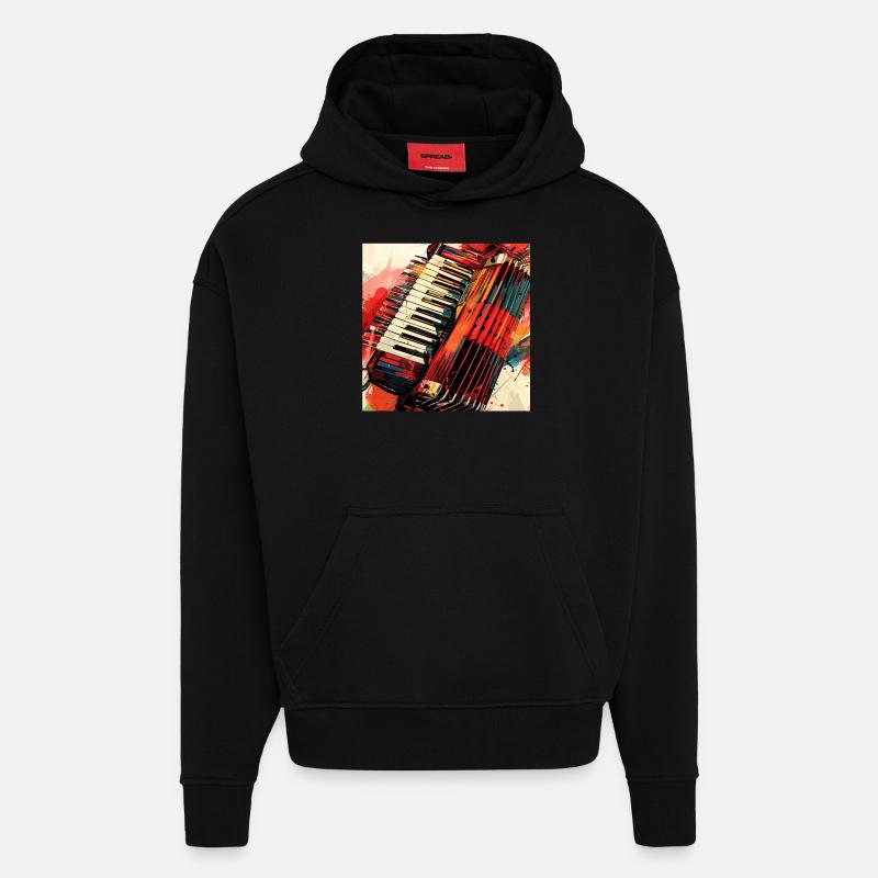 Accordéon - Sweat à capuche bio épais oversize fabriqué en UE - SOLID BLACK