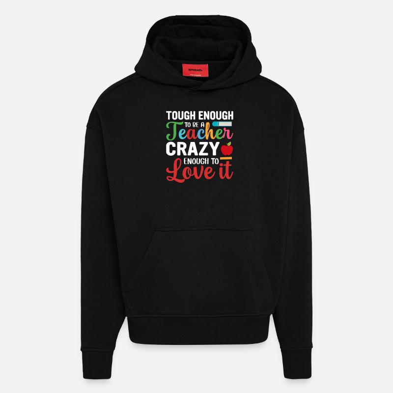 Enseignant - Sweat à capuche bio épais oversize fabriqué en UE - SOLID BLACK