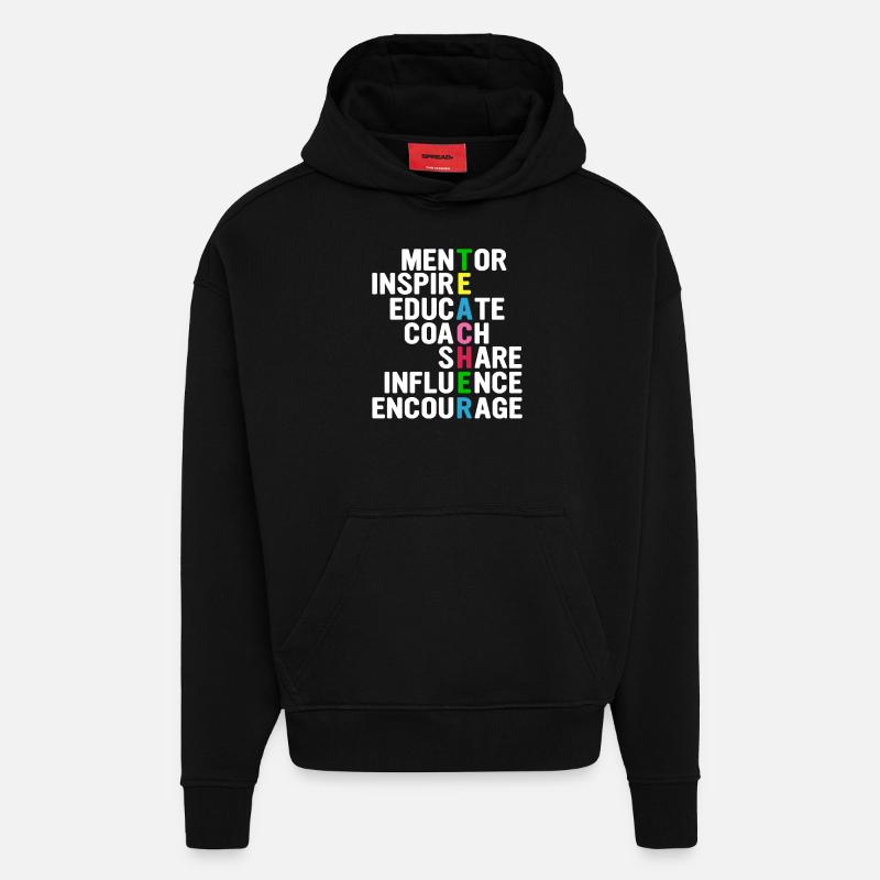 Enseignant - Sweat à capuche bio épais oversize fabriqué en UE - SOLID BLACK
