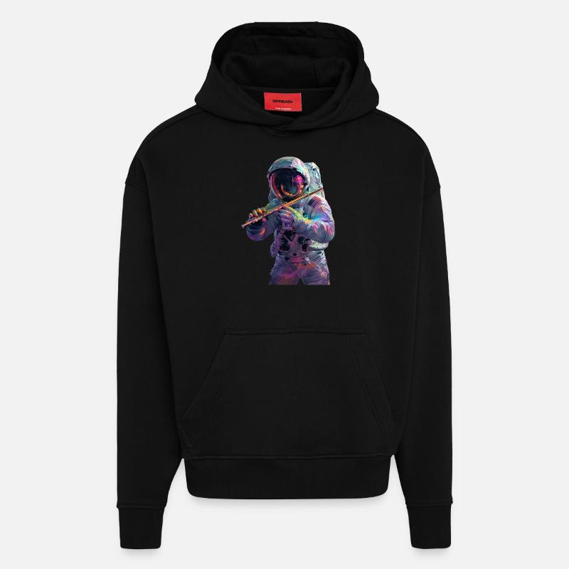 Astronaut Querflöte - Hoodie- made by SPREAD  - SOLID BLACK