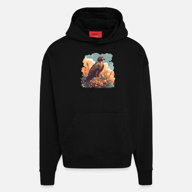 Faucon Faucon - Sweat à capuche bio épais oversize fabriqué en UE - SOLID BLACK