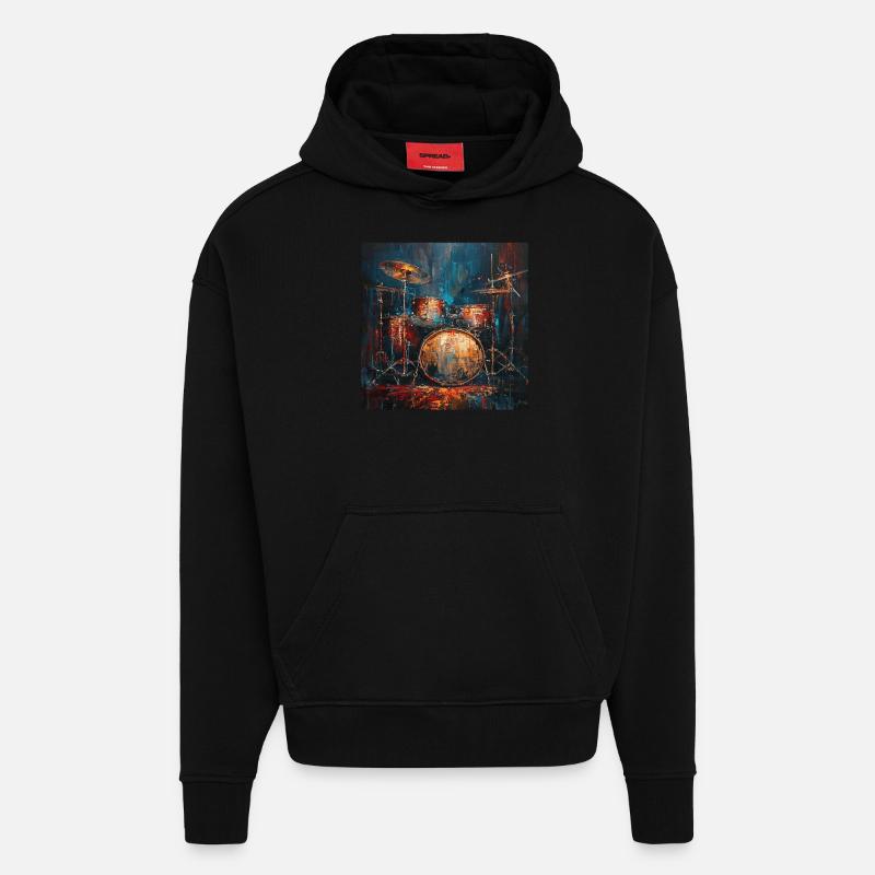 Percussion - Sweat à capuche bio épais oversize fabriqué en UE - SOLID BLACK