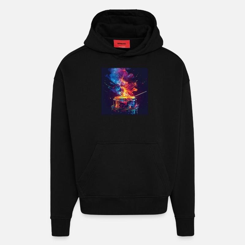 Percussion - Sweat à capuche bio épais oversize fabriqué en UE - SOLID BLACK