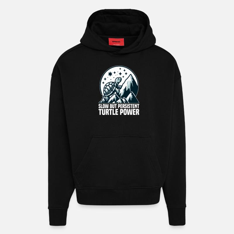 LANGSAME, ABER AUSDAUERNDE TURTLE-POWER - Hoodie- made by SPREAD  - SOLID BLACK