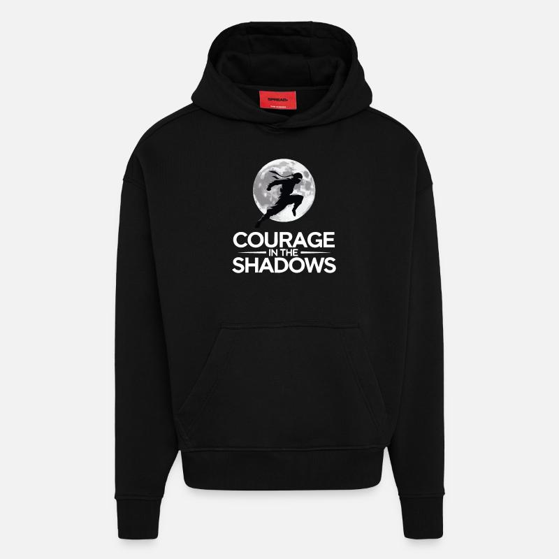 LE COURAGE DANS L’OMBRE - Sweat à capuche bio épais oversize fabriqué en UE - SOLID BLACK
