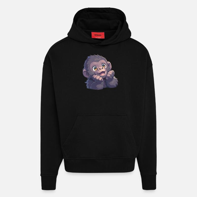 Gorilles Gorilles - Sweat à capuche bio épais oversize fabriqué en UE - SOLID BLACK