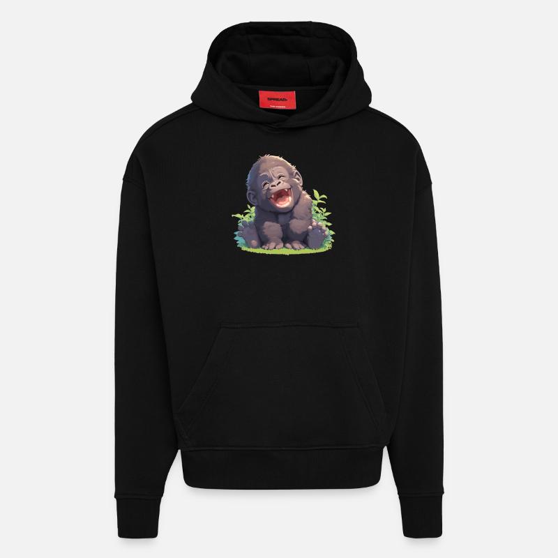 Gorilles Gorilles - Sweat à capuche bio épais oversize fabriqué en UE - SOLID BLACK