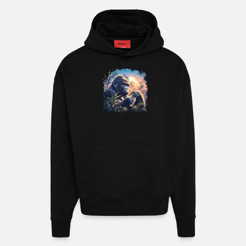 Gorillas Gorilla - Hoodie- made by SPREAD  - SOLID BLACK