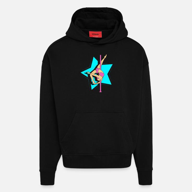 Pole Dance - Sweat à capuche bio épais oversize fabriqué en UE - SOLID BLACK