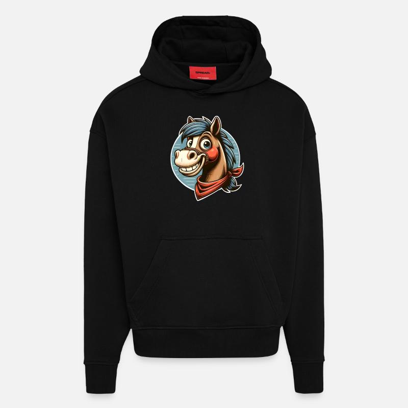 Cheval - Sweat à capuche bio épais oversize fabriqué en UE - SOLID BLACK