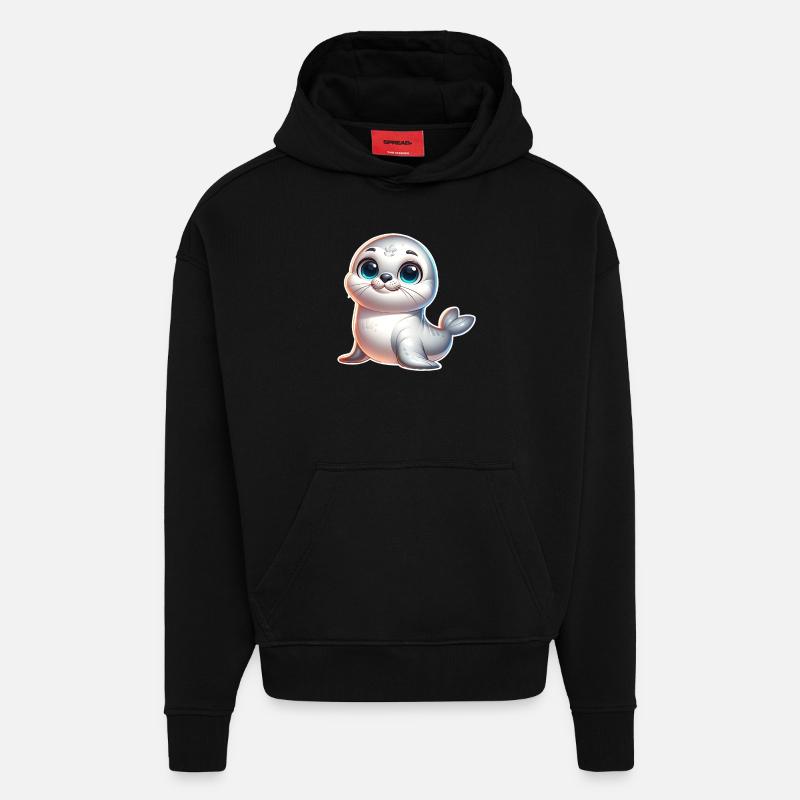Sceau d’étanchéité - Sweat à capuche bio épais oversize fabriqué en UE - SOLID BLACK