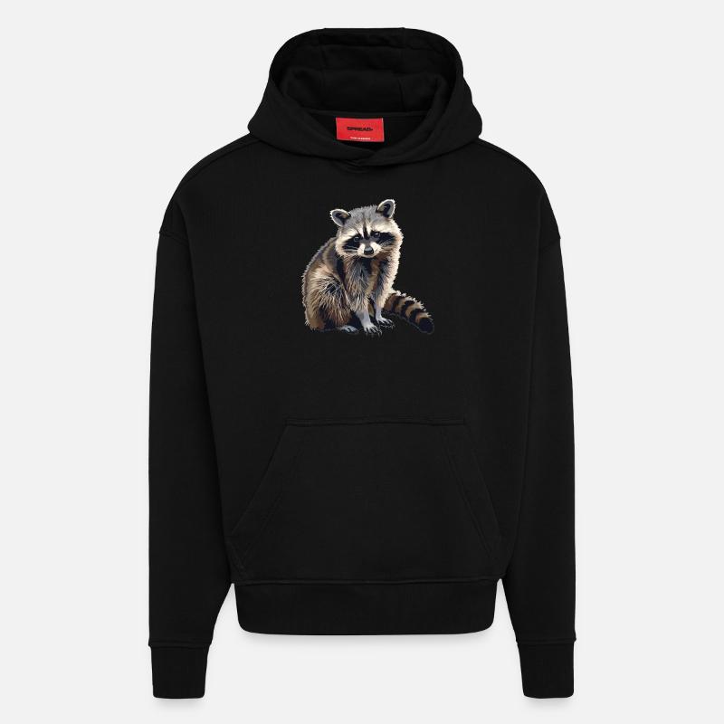 Ratons laveurs Raton laveur - Sweat à capuche bio épais oversize fabriqué en UE - SOLID BLACK