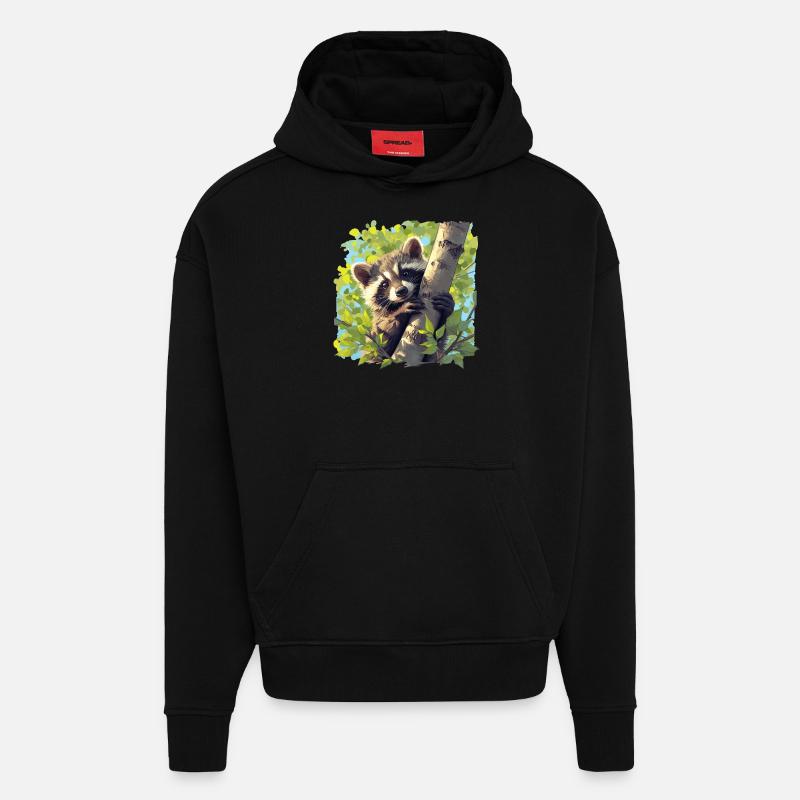 Ratons laveurs Raton laveur - Sweat à capuche bio épais oversize fabriqué en UE - SOLID BLACK