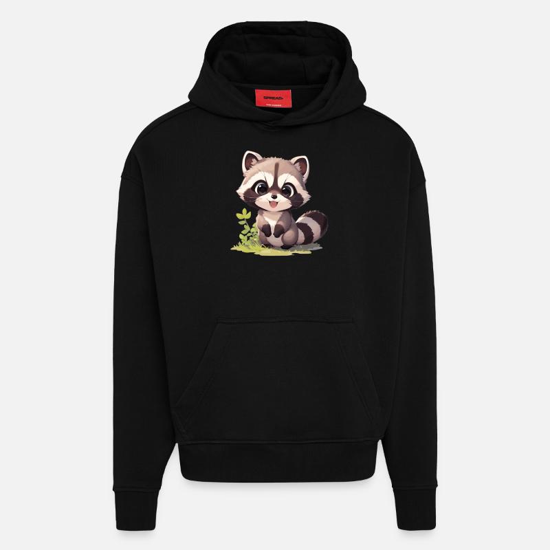 Ratons laveurs Raton laveur - Sweat à capuche bio épais oversize fabriqué en UE - SOLID BLACK