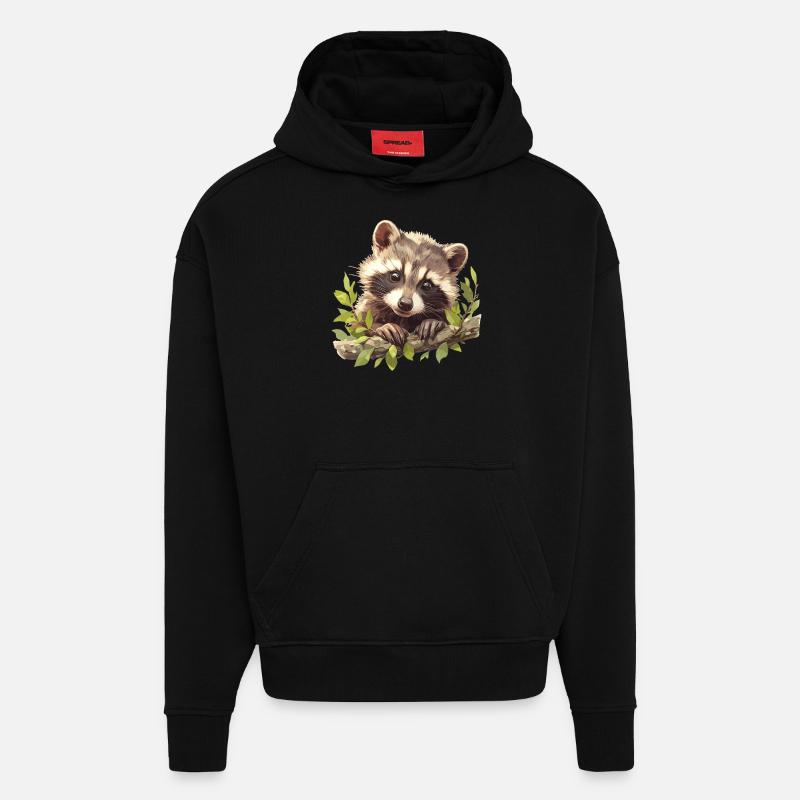 Ratons laveurs Raton laveur - Sweat à capuche bio épais oversize fabriqué en UE - SOLID BLACK