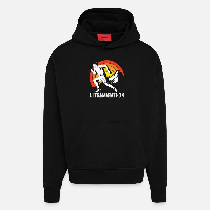 Trail running - Sweat à capuche bio épais oversize fabriqué en UE - SOLID BLACK