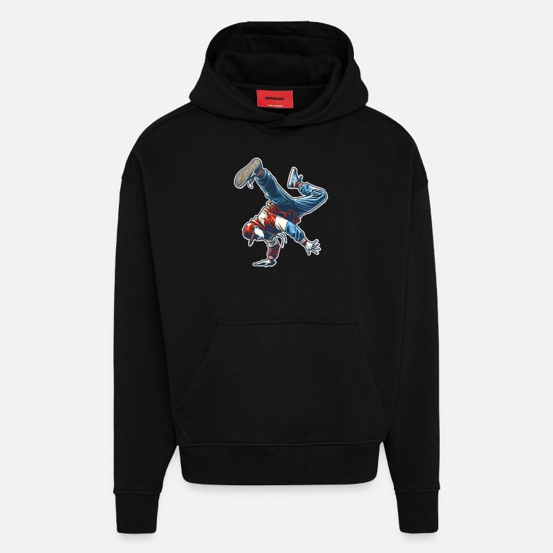 Breakdance - Sweat à capuche bio épais oversize fabriqué en UE - SOLID BLACK