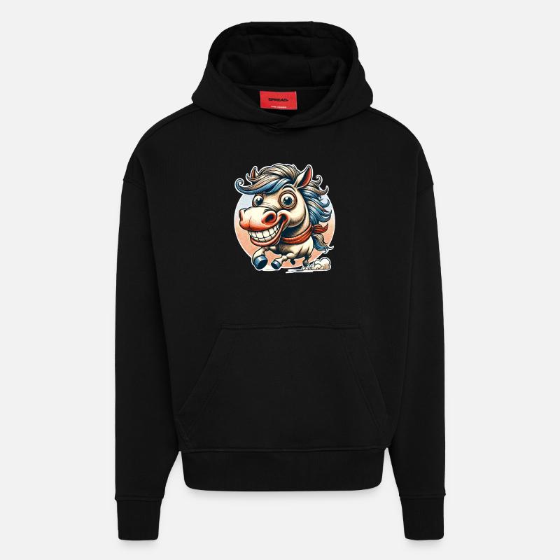 Cheval - Sweat à capuche bio épais oversize fabriqué en UE - SOLID BLACK