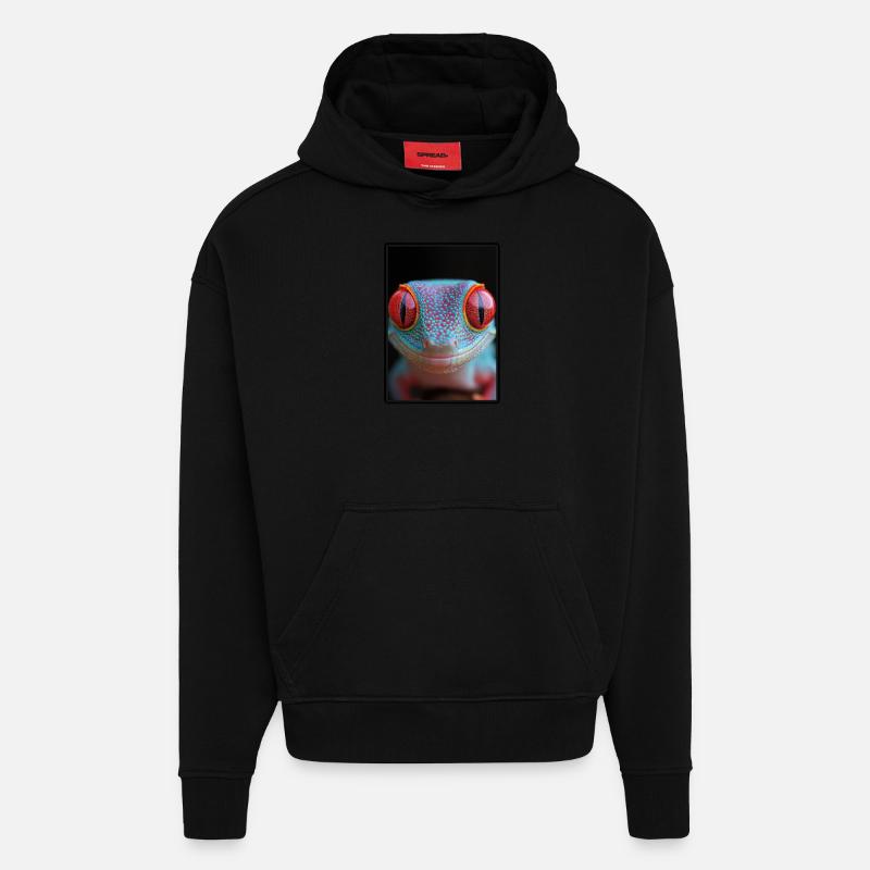 Geckos Geckos - Sweat à capuche bio épais oversize fabriqué en UE - SOLID BLACK