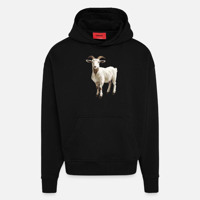 Chèvres chèvre - Sweat à capuche bio épais oversize fabriqué en UE - SOLID BLACK