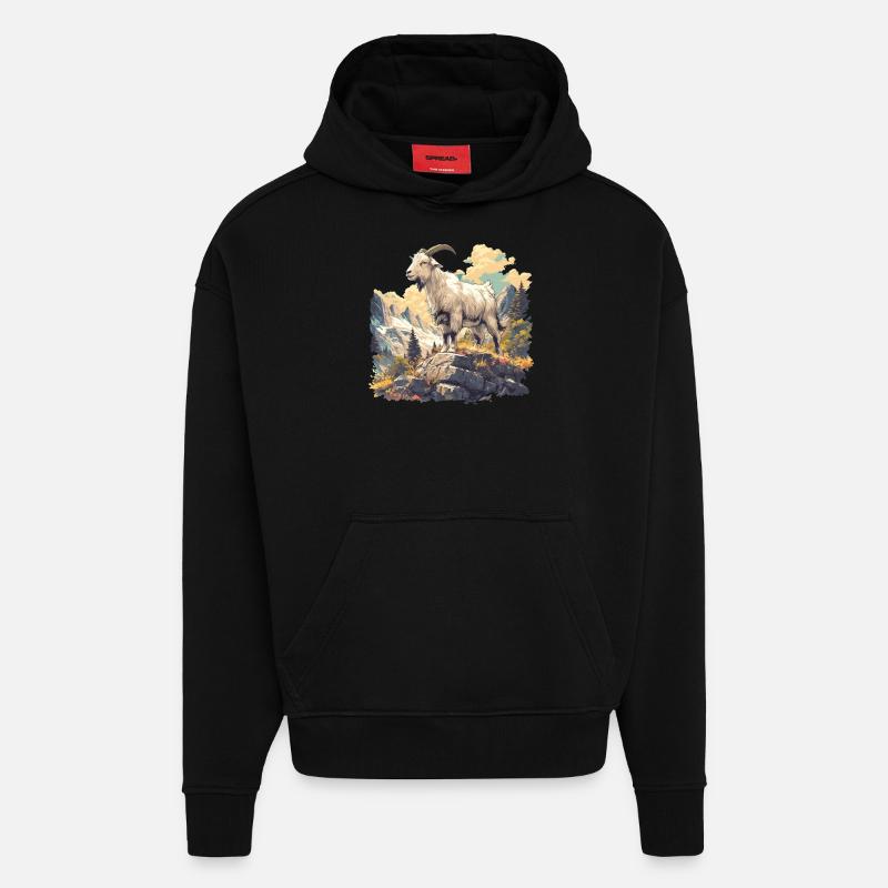 Chèvres chèvre - Sweat à capuche bio épais oversize fabriqué en UE - SOLID BLACK