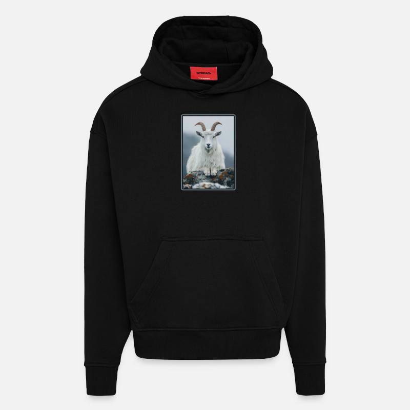 Chèvres chèvre - Sweat à capuche bio épais oversize fabriqué en UE - SOLID BLACK